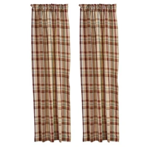 GAMEKEEPER PLAID CURTAIN PANELS, 72X63, NWT, BROWN, GREEN, TAN, FREE SHIPPING! - Picture 1 of 2