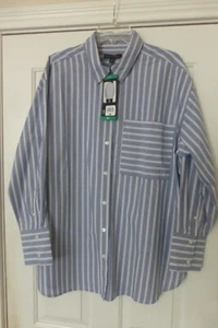 Banana Republic Ladies' Button Front Shirt, Gray & White Stripe XL NWT Cotton - Picture 1 of 4
