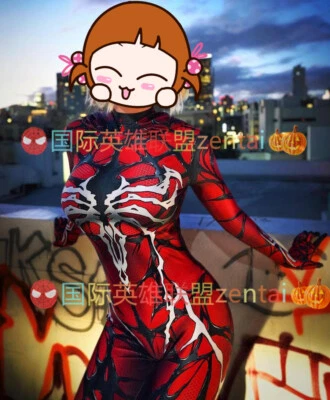 The Carnage Jumpsuit Gwen Spidergirl Bodysuit Cosplay Costume Halloween Party - Image 1 of 4