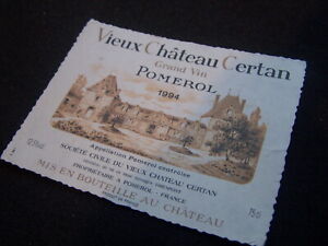 etiquette vin Vieux Chateau Certan 1994 pomerol wine label bordeaux Hosanna