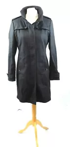 Ladies Burberry Black Wool & Cashmere Mix Funnel Neck Coat 14 Uk CR012 HH 02 - Picture 1 of 7