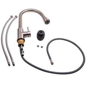 Kitchen Sink Mixer Tap With Pull Down Sprayer Brushed Nickel 1set - Picture 1 of 12