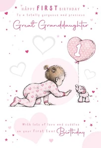 Great Granddaughter Happy 1st Birthday Card. Cherry Orchard. Age 1 - Picture 1 of 3
