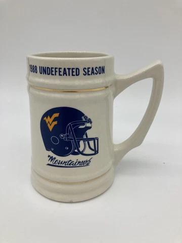 1988 WVU Mountaineers Football Undefeated Season Stein Mug West Virginia Beer Cover