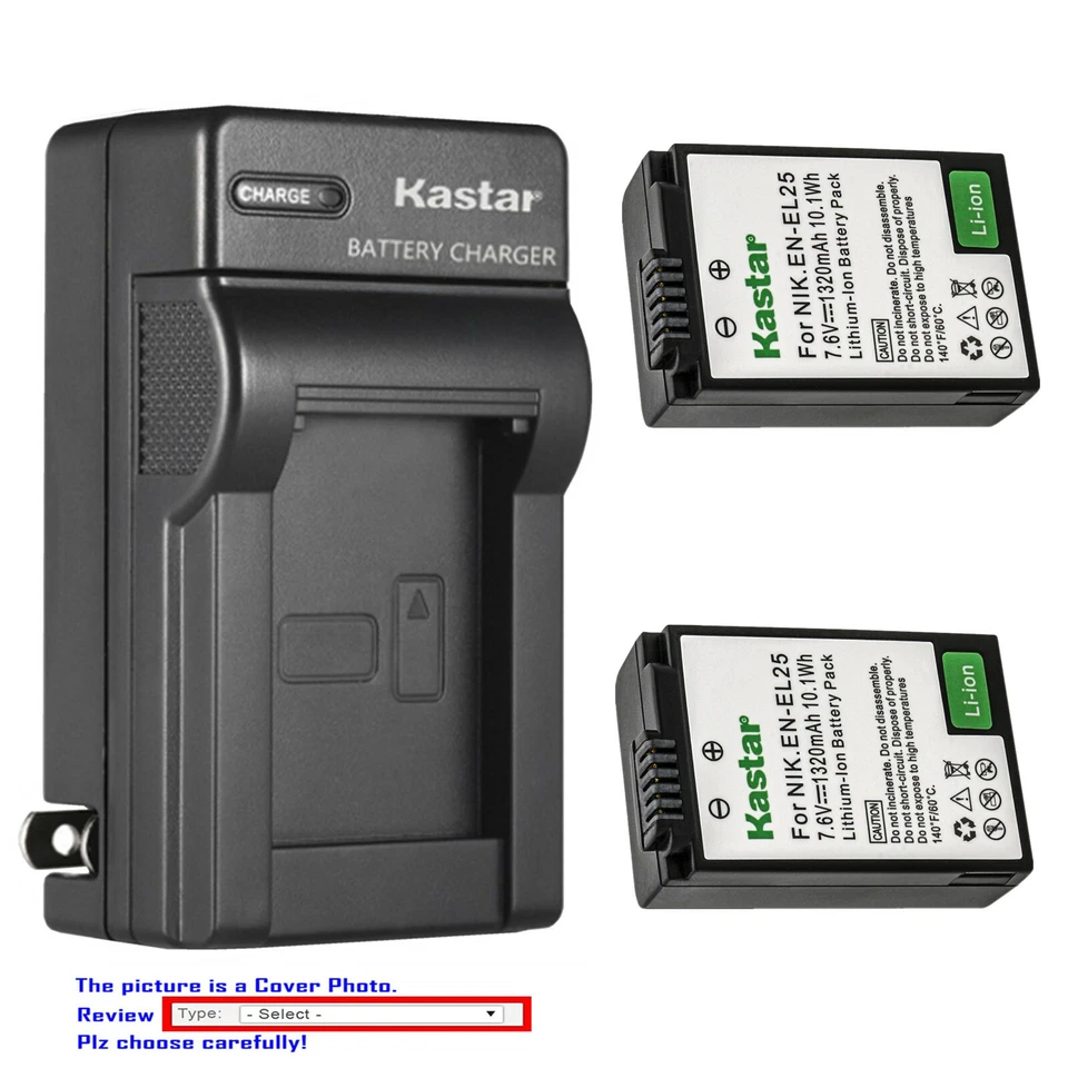 Cargador de pared de batería Kastar para cámara sin espejo Nikon Z 30, listo para el creador Z30 Foto 1 de 4