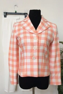 Traje Pantalón Amanda Smith Naranja Marfil Guinga Tweed 3 Piezas Talla 2 P Usado en Excelente Condición!  $168 Foto 1 de 4