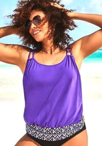 Swimsuits for All - Purple Loop Strap Blouson Tankini Top Size 26 (New) - Picture 1 of 1
