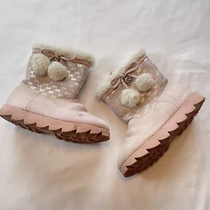 Botas MK para niñas pequeñas talla 10 rosas PAYSON forradas de piel sintética invierno cálidas - Imagen 1 de 9