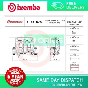 Fits Mercedes Sprinter 2.1 CDi 3.0 Brake Caliper Front Rear Right Brembo #1 - Picture 1 of 4