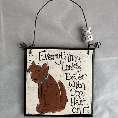 Милая висячая собачья плитка все выглядит лучше с собачьей шерстью на ней керамический металл - Изображение 1 из 4
