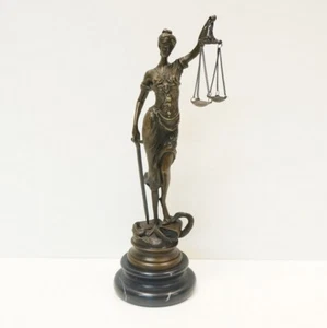 Statue Sculpture La justice Themis Style Art Deco Style Art Nouveau Bronze massi - Picture 1 of 7