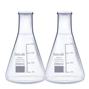 Laboratory Borosilicate Glass Conical Flask With Graduation Marks & Spout Pack 2 - Picture 1 of 4
