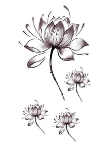 Women Lotus Flower Temporary Tattoo Stickers Body Art Waterproof - Picture 1 of 3