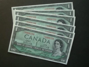 ***Canada $1 Consecutive Crisp Beattie/Coyne**1954 **GVF**Banknote** 6 available - Picture 1 of 12