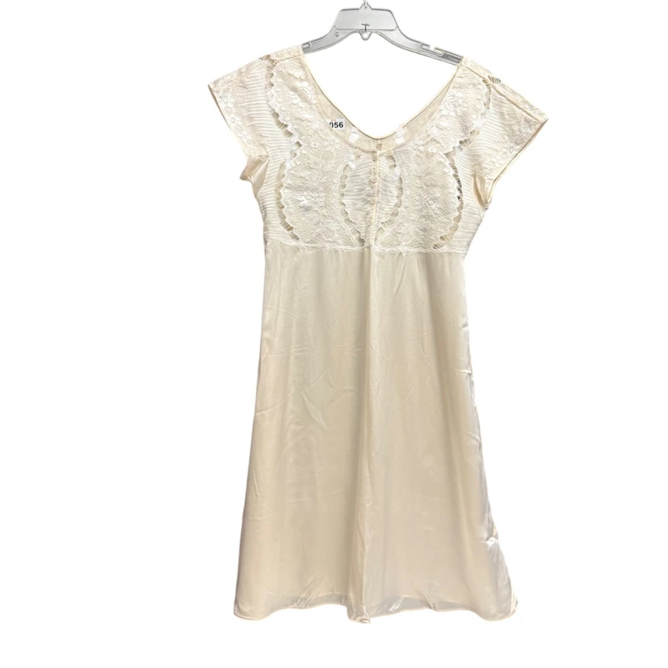 Vestido midi vintage La Perla marfil de encaje y seda mangas de gorra Foto 1 de 4