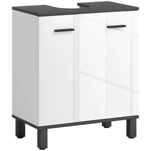 HOMCOM Bathroom Under Sink Cabinet with Adjustable Shelf High Gloss White - Picture 1 of 11