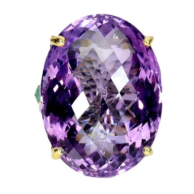 Anillo de plata de ley 925 ovalado amatista 49ct esmeralda hecho a mano joyas de piedras preciosas 8 Foto 1 de 4