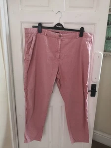M&S Size 22 Antique Rose Pink Chino Style Trousers 28" Leg Cotton High Waist - Picture 1 of 8
