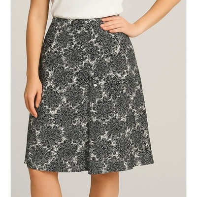 Gap размер 1 юбка черный белый цветочный 100% хлопок выше колена линия стороны молнии - Изображение 1 из 4