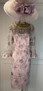 Gina Bacconi UK 18 Pink Embroidered Mother Of Bride /Groom Wedding Races Dress - Picture 1 of 23