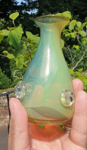 Isles of Scilly beautiful opalescent rare glass vase with prunts + museum book - Picture 1 of 16
