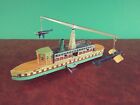 Scarce 1930'S Rico Tin Wind-Up Ship With Rotating Airplanes Tinplate Oceanliner