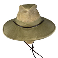 DPC Dorfman Pacific Co. Size M Khaki Mesh Vented Brimmed Cotton Sun Hat