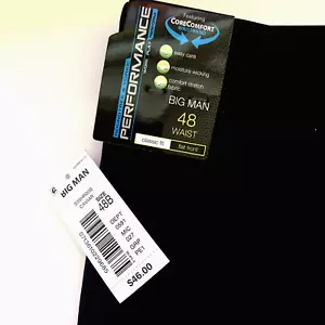 Roundtree & Yorke Big Man 48 Black Performance Shorts Classic Fit Flat Front NWT - Picture 1 of 9