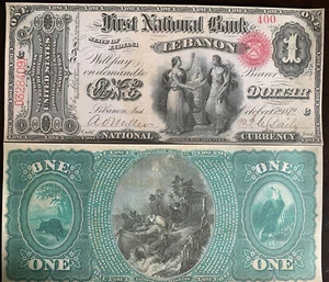 Reproduction 1872 National Banknote Copy $1 Lebanon, IN, See Description Below!! - Picture 1 of 8