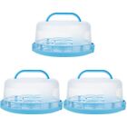 3 Pcs Plastic Cake Containers Food Cover Tent Portable Box Dome