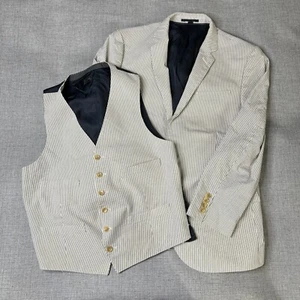 J Crew Ludlow Blazer + Vest Seersucker Mens 40S + S Three Looms Japanese Fabric - Picture 1 of 24