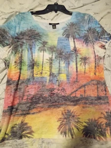 NEW L A Los Angeles CA California Colorful XL Shirt Style & Co Amusement Park - Bild 1 von 3