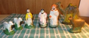 FIGURINE PRESEPE VINTAGE IN GOMMA ADESIVA GIUSEPPE RE PASTORE CAMMELLO PECORA CANE - Foto 1 di 14