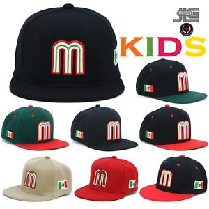 Mexico Youth Kids Snapback Hats Junior Boys Mexico Flag Toddler Embroidery Caps
