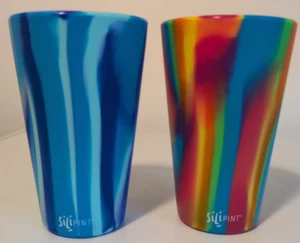 Set of 2 Tie Dye Silipint 16 Oz Silicone Cups Unbreakable Reusable - Picture 1 of 7