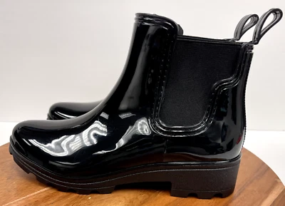 Botas de lluvia al tobillo Capelli New York para mujer negras talla 11 goma brillante nunca usadas Foto 1 de 4