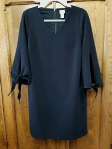 Chicos Lined classic black shift dress SLIMMING 3/4 sleeve sz 0 FLAWLESS - Picture 1 of 8