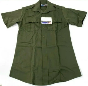 NEW BLAUER MENS SHORT SLEEVE COTTON BLEND SHIRT 8713X OD GREEN MEDIUM REGULAR - Picture 1 of 2
