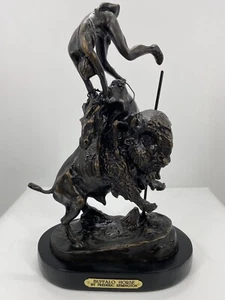 Frederic Remington "Buffalo Horse" Bronze Sculpture, 16"H x 12"L x 5.5W - Picture 1 of 5