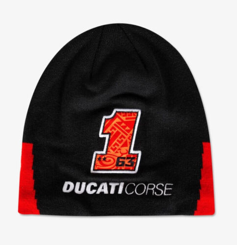 DUCATI Corse Pecco Bagnaia Black Line PB # 1 MotoGP Czapka zimowa Dzianinowa czapka Beanie