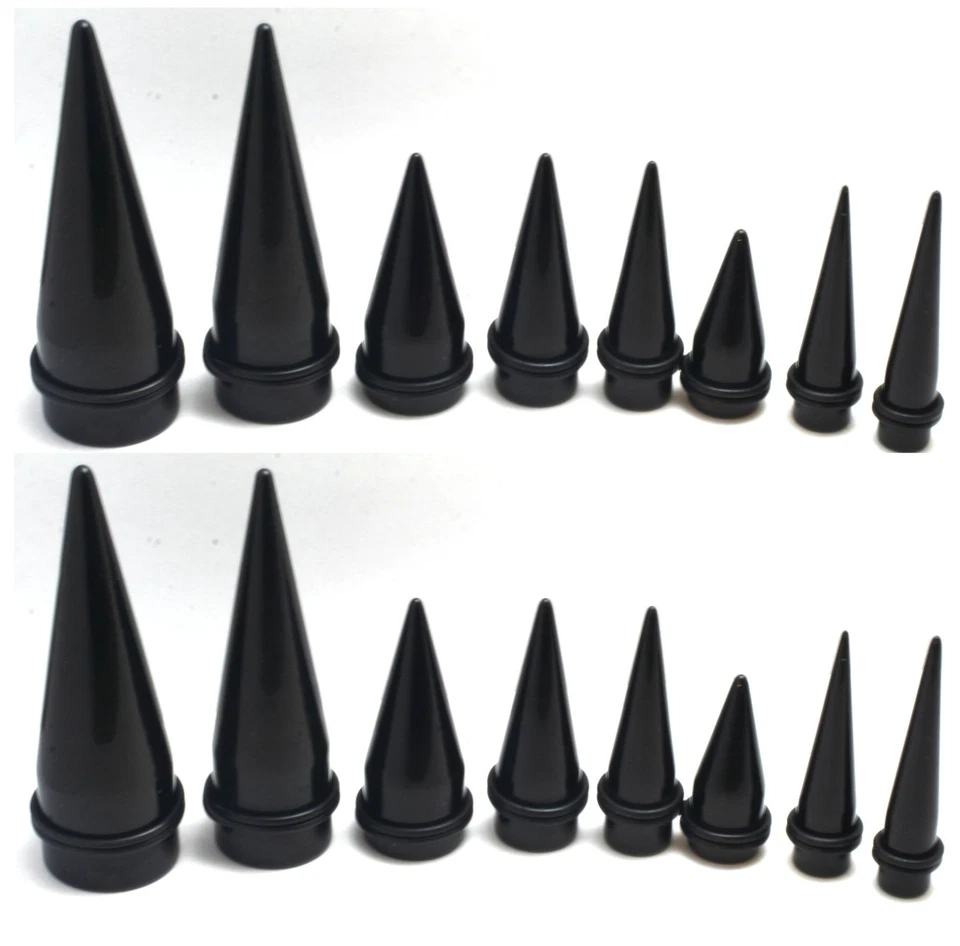 8 Pares 00G 7/16 1/2 9/16 5/8 3/4 7/8 1" Negro TAPERS Medidores Kit Estiramiento Oreja Foto 1 de 1