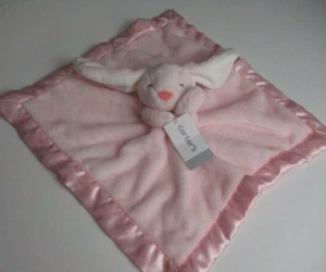 NWT Carters Pink Bunny Rabbit Satin Security Blanket Plush Baby Toy Lovey Flaw - Picture 1 of 6
