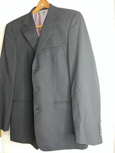 Wilke-Rodriguez Mens 40R Black Pinstripe Wool Sport Coat Suit Jacket Blazer 40 R - Picture 1 of 12