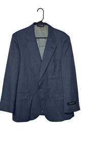 Johnny Carson Herren Blazer Sakko gestreift Bradley Single Vent Wollmischung Blau 46R - Bild 1 von 10