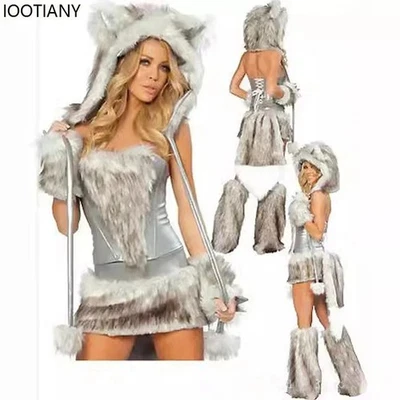 IOOTIANY Sexy Furry Cartoon Animal Anime Women Cosplay Costume Rabbit Fox Catwoman Fancy