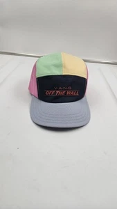 Vans Checkwork 5 Panel Hat Cap Mens Strapback Green Yellow Pink Skater - Picture 1 of 4