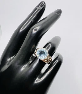 The Genuine Gemstone Company Blue Topaz Stone Silver Ring Size Q 6.71g (10) - Picture 1 of 6
