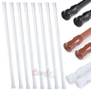 2-6Pcs Adjustable Spring Tension Curtain Rod Set Heavy-Duty Steel 15"-45" - Picture 1 of 19