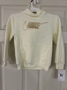 Nike Girls' Sportswear Club Fleece Pullover Hoodie DQ3622-113 Coconut Milk 6 - Picture 1 of 3