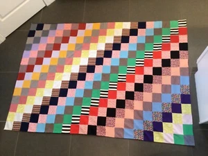 VTG Dutch PA Amish Primitive Polyester Accent Patchwork Quilt Blanket 57"x80" - Picture 1 of 21